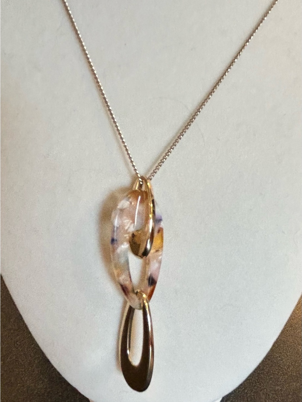 LOFT- Contemporary Multicolor Resin & Gold toned Drop Necklace-